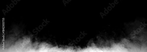 Foto Realistic white dust or smoke cloud rising from the bottom on a black background, perfect for design, editing, digital art, and atmospheric visual effects projects
