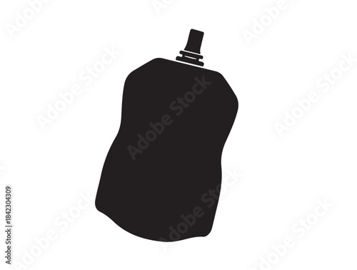 Pouch Feeder Feeder icon in silhouette white background.