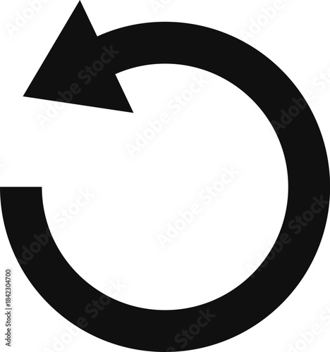 Black circular arrow icon representing refresh, reload, undo, or repeat functionality in a modern minimalist design