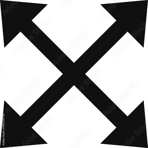 Expand or Fullscreen Icon with Four Diagonal Outward-Pointing Arrows Representing Maximize and Resize Functionality