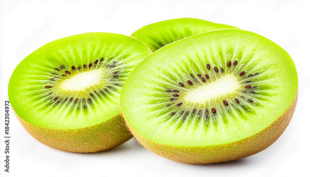 Fototapeta premium Kiwi fruit slices isolated on white background
