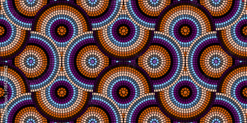 Seamless pattern with mosaic tiles, editable template. Ancient mosaic ceramic tile pattern. Vector illustration graphic mosaic