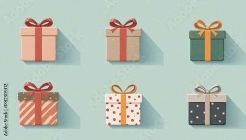 set of gift boxes with bows