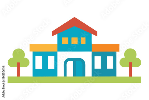 daycare building vector icon on white