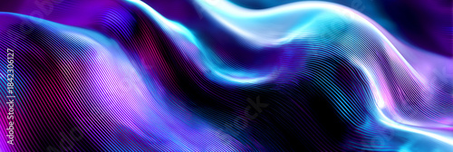 Abstract Digital Background with Wavy Purple and Blue Grooves, Dynamic Modern Texture