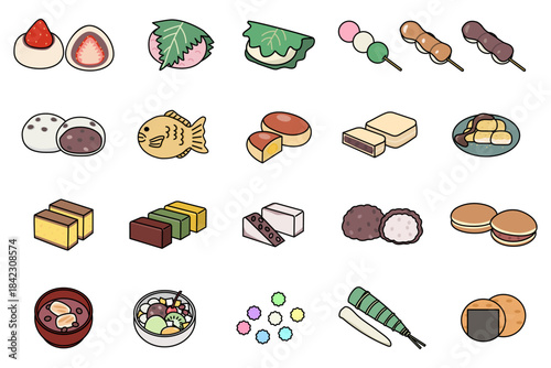 かわいい和菓子のイラストセット