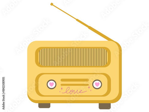 Retro Portable Radio with 'Love' Inscription, cute valentine element