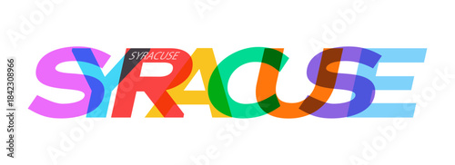 SYRACUSE. The name of the city on a white background. Vector design template for poster, postcard, banner