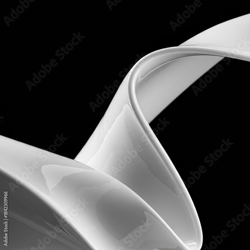 A high-contrast macro shot capturing a flexible white material undergoing severe bending and structural stress, creating deep curves and tension ,bending ,plasticity ,sharp