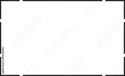 Minimalist black border frame with open corners and sides on a clean white background, ideal for design elements or placeholders