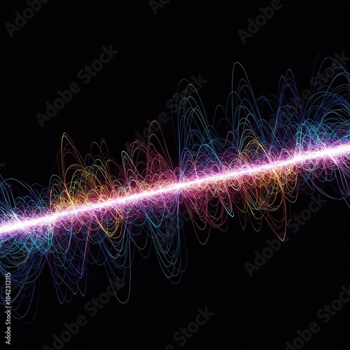 Abstract glowing energy background showing colorful electromagnetic waves and shifting spectral frequencies for modern technology design ,glowing ,electromagnetic ,flowing