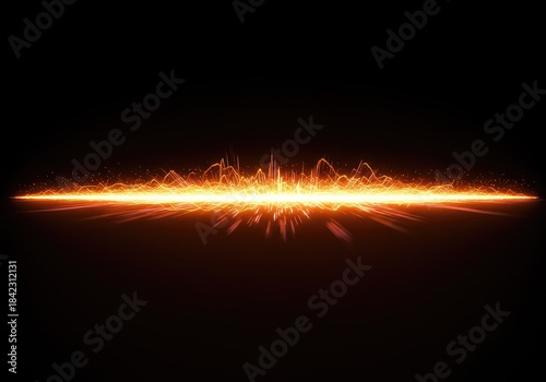 Abstract glowing energy field moving across a dark, empty void. Concept illustrating power, heat, flux, and future technology or physics ,futuristic ,motion ,abstract