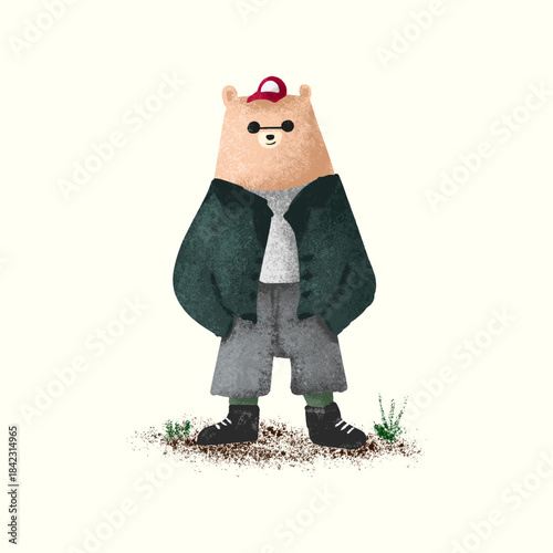 Cute bear enjoying nature