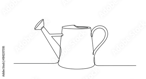 Continuous line drawing of a watering can