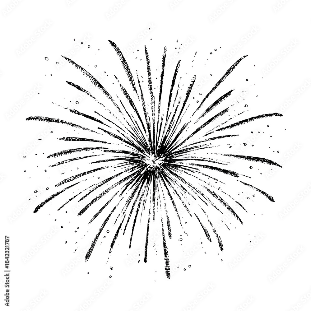 Obraz premium Hand drawn sketch of spark effect symbolizing festive fireworks and celebration energy.