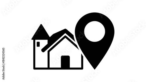 Home Location Pin Icon Illustration – House Address Map Marker Symbol