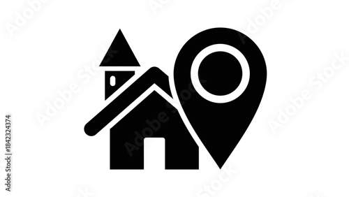 Home Location Pin Icon Illustration – House Address Map Marker Symbol