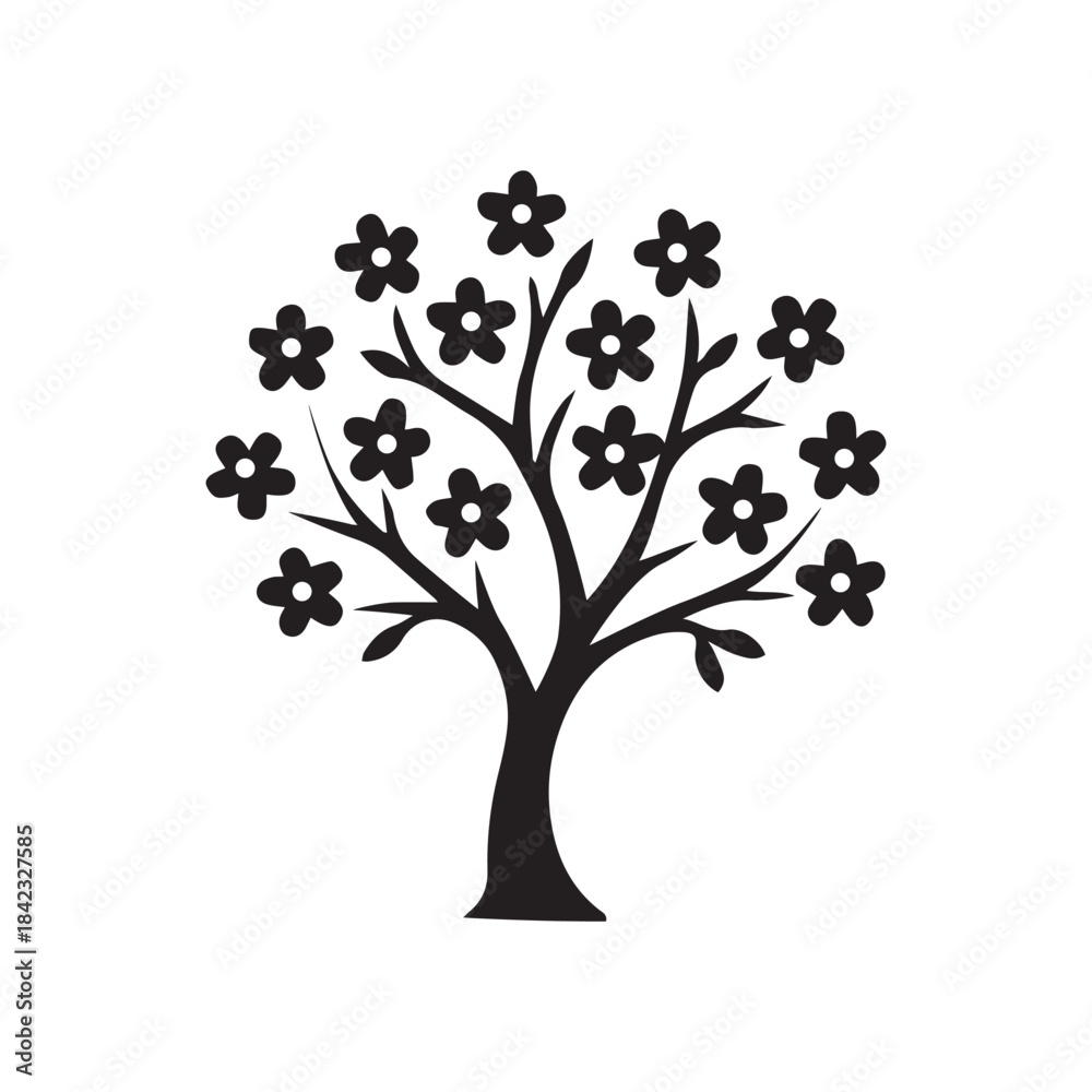 Obraz premium Flower Blooming Tree Silhouette