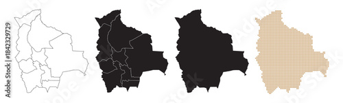 Maps of Bolivia come in many variations, featuring black and gold colors on a white background.
