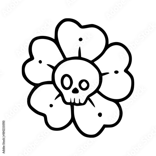 gothic flower with central skull symbol