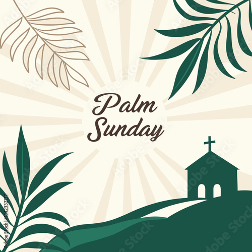 Palm sunday celebration vector banner featuring