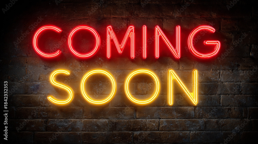 Obraz premium Bright neon sign announcing upcoming events in a dark venue