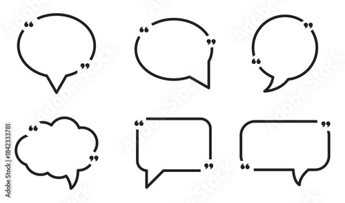 Quote box frame big set. Texting quote boxes icon collection. Blank template for text, info, and design. Quotation bubble and blog quotes symbols. Creative vector banner.