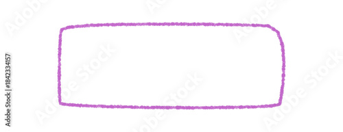 Hand drawn crayon frame with organic rectangle outline and border. Purple contour as template for quote design or graphic card. Creative background element with a clean and minimal visual style.