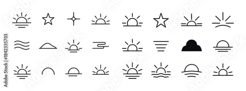 Collection of minimalistic sun and nature icons