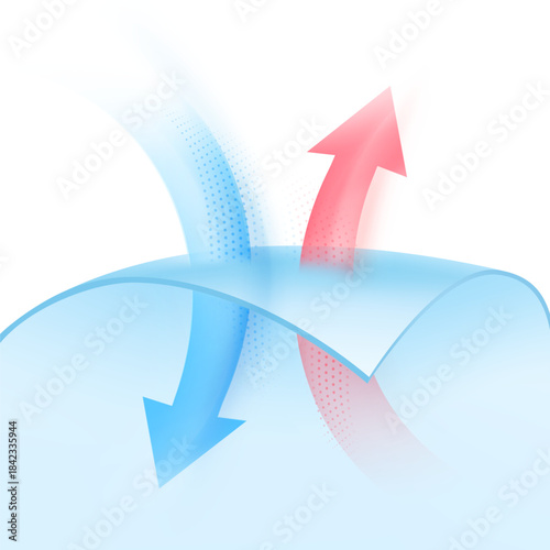 Material with arrows for presentation breathable materials, airflow, air exchange. Vector illustration isolated on white background. Ready for use in your infographic, presentation. EPS10.