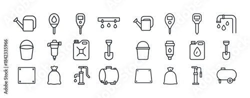 Watering can, soil tester, irrigation system, bucket, garden too