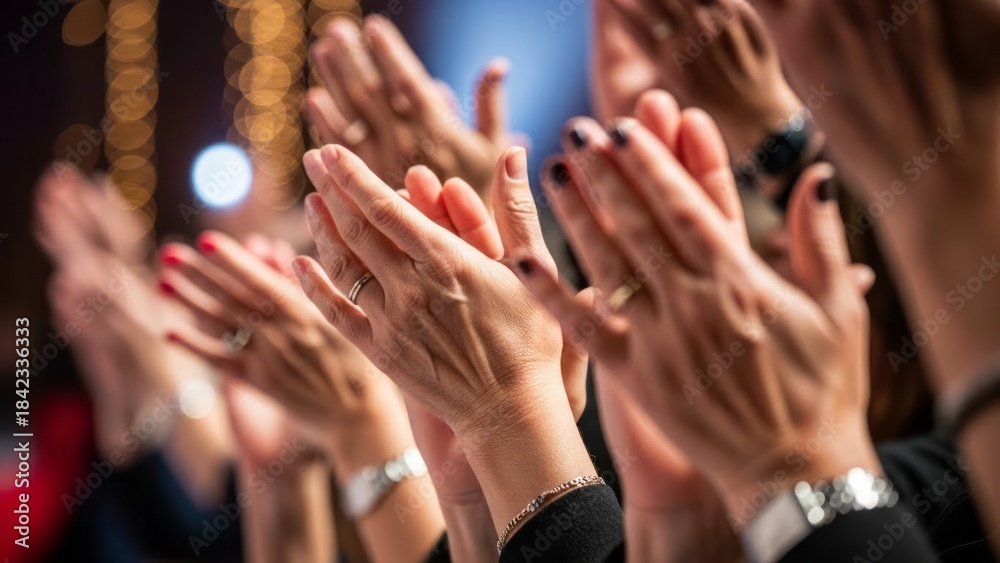 Obraz premium Audience Applauding at an Event Applause Celebration Hands. Concept featuring applause, audience, event, celebration, hands.