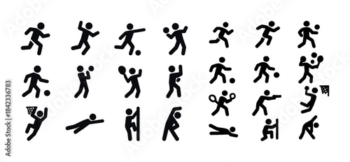 Collection of sports activity icons featuring various athletic p