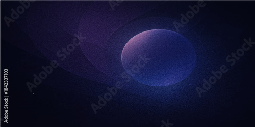 An abstract blue design featuring glowing circles and spheres that evoke a cosmic atmosphere of a dark galaxy with shimmering stars and a solar eclipse in the deep universe