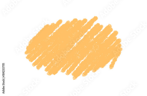 Handdrawn crayon oval box with orange scribble and text highlight. Sketch badge shape and label form blend with background as playful circle banner for creative projects.