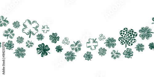 St Patricks day shamrocks garland on white background	
