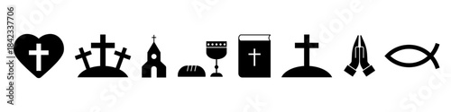 Christian Religion and Church Icons Set