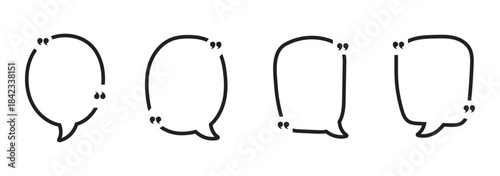 Quote box frame, big set. Quote text in speech bubble. Quote box icon. Blank template quote text info design boxes quotation bubble blog quotes symbols.