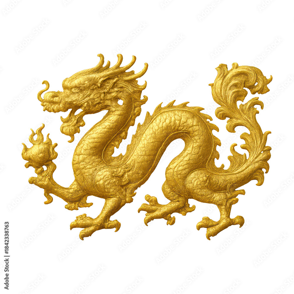 Fototapeta premium PNG Golden dragon emblem art