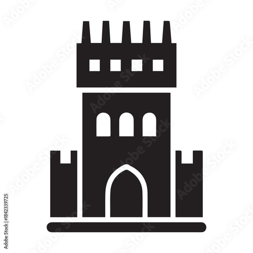 Castle Tower With Battlements Icon Vector Illustration