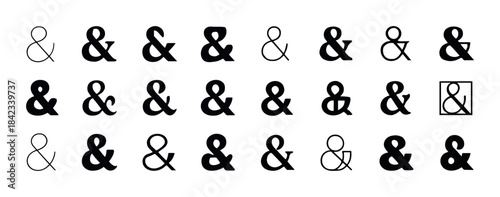 Diverse collection of ampersand symbols in various styles and fo