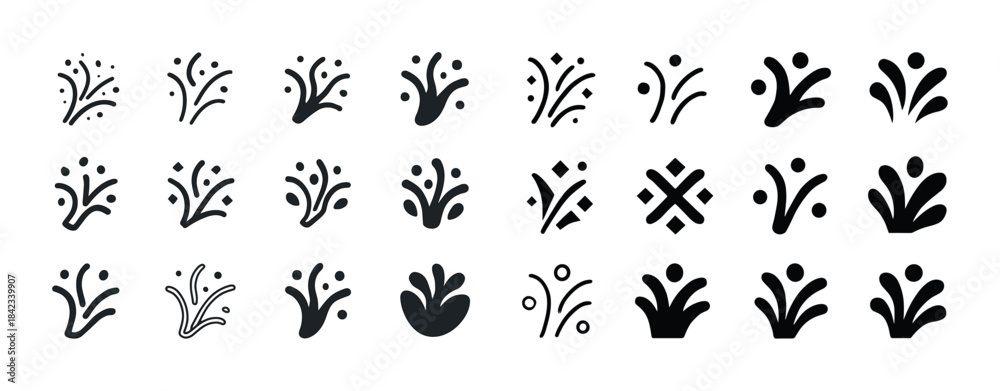 Naklejka premium Abstract plant icons collection: stylized floral symbols and pat