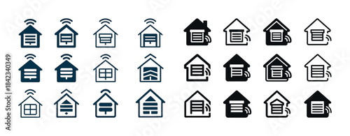 Smart home icons set with various connectivity designs