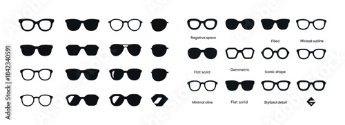 Variety of sunglasses silhouettes in different styles and shapes
