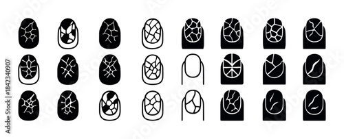 Abstract geometric nail designs in black and white