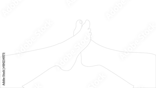 Bare woman feet and legs on white background