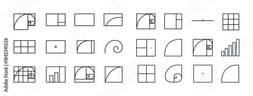 Collection of geometric grid patterns featuring the golden ratio