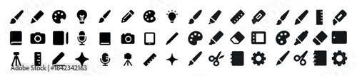 Creative tool icons set: art, design, and digital media symbols