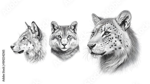 wolf and tiger head vector illustration