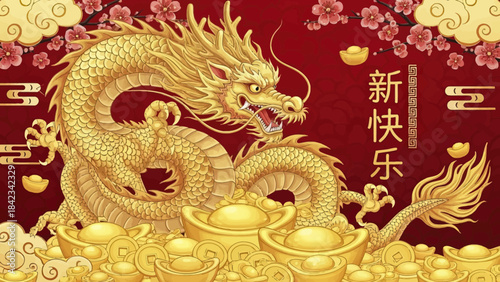 Majestic golden dragon with intricate scales and powerful presence.